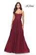 La Femme 31135 High Slit Lace-Up Back Dress