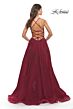 La Femme 31135 High Slit Lace-Up Back Dress