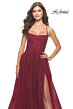 La Femme 31135 High Slit Lace-Up Back Dress