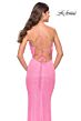 La Femme 31137 V-Neck Lace-Up Back Dress