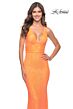 La Femme 31137 V-Neck Lace-Up Back Dress