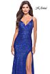 La Femme 31140 High Slit Lace-Up Back Sequin Dress