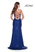 La Femme 31140 High Slit Lace-Up Back Sequin Dress