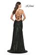 La Femme 31140 High Slit Lace-Up Back Sequin Dress