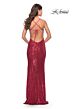 La Femme 31141 V-Neck Slit Skirt Dress