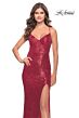 La Femme 31141 V-Neck Slit Skirt Dress