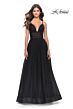 La Femme 31147 Illusion Bodice Slit Skirt Dress