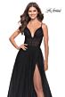La Femme 31147 Illusion Bodice Slit Skirt Dress