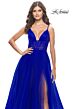 La Femme 31147 Illusion Bodice Slit Skirt Dress
