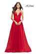 La Femme 31147 Illusion Bodice Slit Skirt Dress