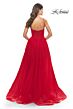 La Femme 31147 Illusion Bodice Slit Skirt Dress