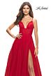 La Femme 31147 Illusion Bodice Slit Skirt Dress