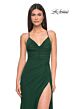 La Femme 31151 Tie Back Ruched Corset V-Neck Dress
