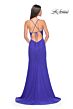 La Femme 31151 Tie Back Ruched Corset V-Neck Dress