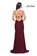 La Femme 31151 Tie Back Ruched Corset V-Neck Dress