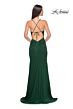 La Femme 31151 Tie Back Ruched Corset V-Neck Dress