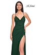 La Femme 31151 Tie Back Ruched Corset V-Neck Dress