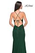 La Femme 31151 Tie Back Ruched Corset V-Neck Dress