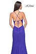 La Femme 31151 Tie Back Ruched Corset V-Neck Dress