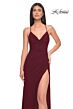 La Femme 31151 Tie Back Ruched Corset V-Neck Dress