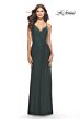 La Femme 31169 V-Neck Lace-Up Back Dress