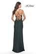 La Femme 31169 V-Neck Lace-Up Back Dress
