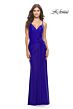 La Femme 31169 V-Neck Lace-Up Back Dress