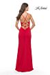 La Femme 31169 V-Neck Lace-Up Back Dress