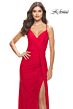 La Femme 31169 V-Neck Lace-Up Back Dress