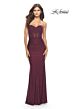 La Femme 31180 Lace Corset Ruched Skirt Strapless Dress