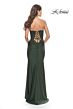 La Femme 31180 Lace Corset Ruched Skirt Strapless Dress