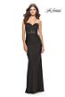 La Femme 31180 Lace Corset Ruched Skirt Strapless Dress