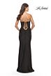 La Femme 31180 Lace Corset Ruched Skirt Strapless Dress