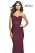 La Femme 31180 Lace Corset Ruched Skirt Strapless Dress