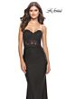 La Femme 31180 Lace Corset Ruched Skirt Strapless Dress