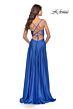 La Femme 31193 Lace-Up Back Slit Skirt Dress