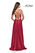 La Femme 31193 Lace-Up Back Slit Skirt Dress