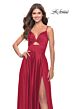 La Femme 31193 Lace-Up Back Slit Skirt Dress