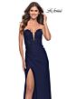 La Femme 31193 Lace-Up Back Slit Skirt Dress