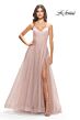 La Femme 31204 V-Neck Low Back Dress