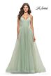 La Femme 31204 V-Neck Low Back Dress