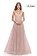 La Femme 31204 V-Neck Low Back Dress