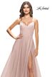 La Femme 31204 V-Neck Low Back Dress