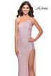 La Femme 31212 Cutaway Slit One Shoulder Sequin Dress