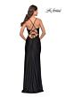 La Femme 31221 Cowl Neck High Slit Lace-Up Dress