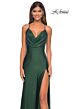 La Femme 31221 Cowl Neck High Slit Lace-Up Dress