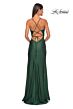 La Femme 31221 Cowl Neck High Slit Lace-Up Dress