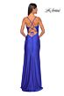 La Femme 31221 Cowl Neck High Slit Lace-Up Dress