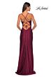 La Femme 31221 Cowl Neck High Slit Lace-Up Dress