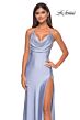 La Femme 31221 Cowl Neck High Slit Lace-Up Dress
